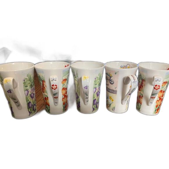 Roy Kirkham Fine Bone China England 5 Tea/Coffee Mugs 4 Serenty/1 Garden Time - Picture 2 of 11